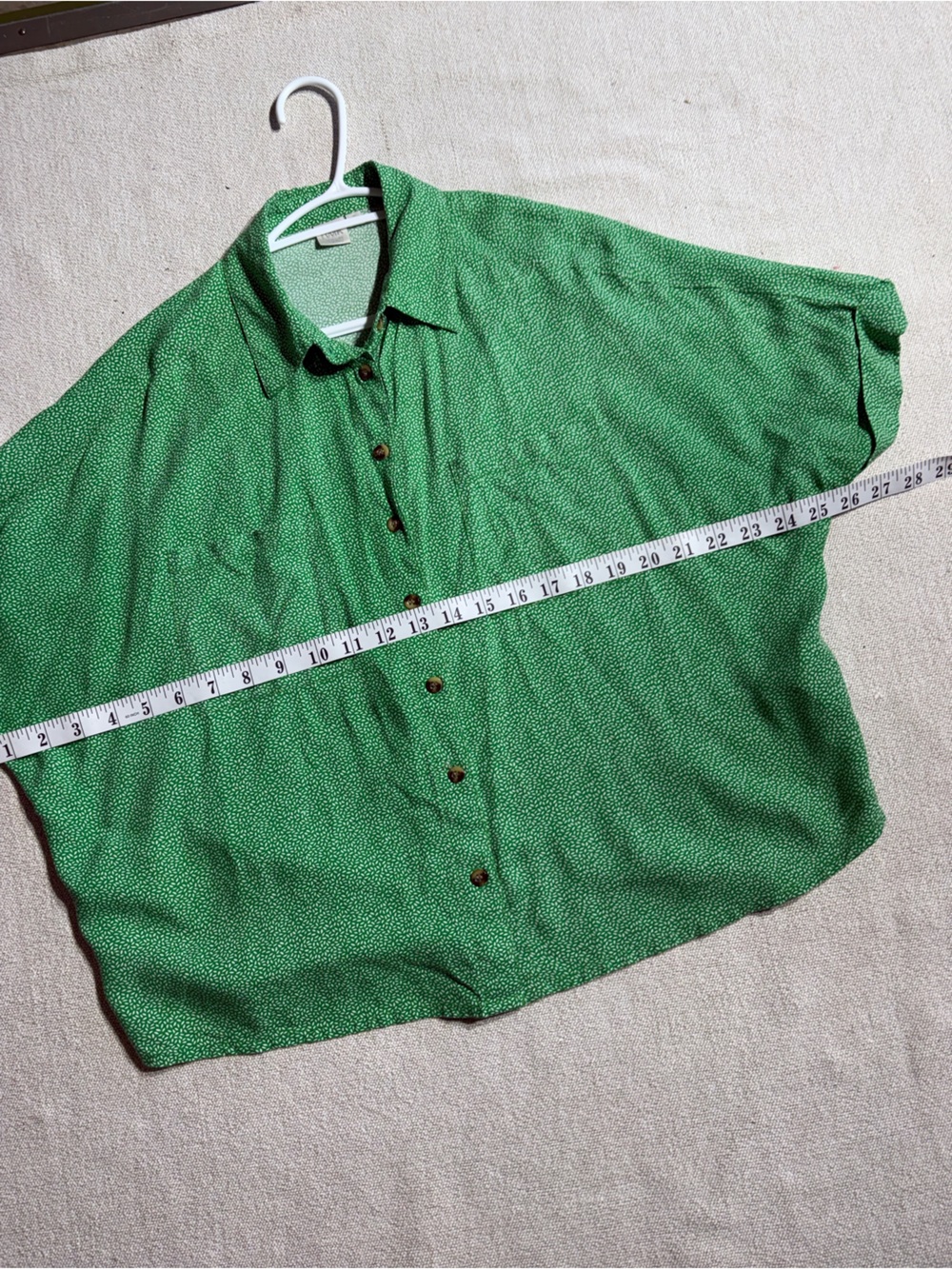 twik Flowy Lightweight Green Button-Down Dolman Boxy Button Down Shirt - Picture 2 of 7